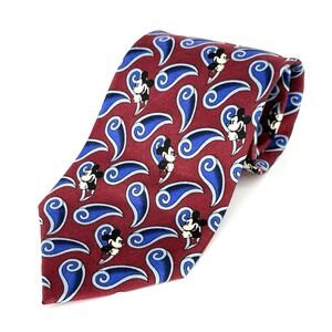 Walt Disney World 100% Silk Tie Men's Mickey Mouse Necktie Burgundy Blue Logo